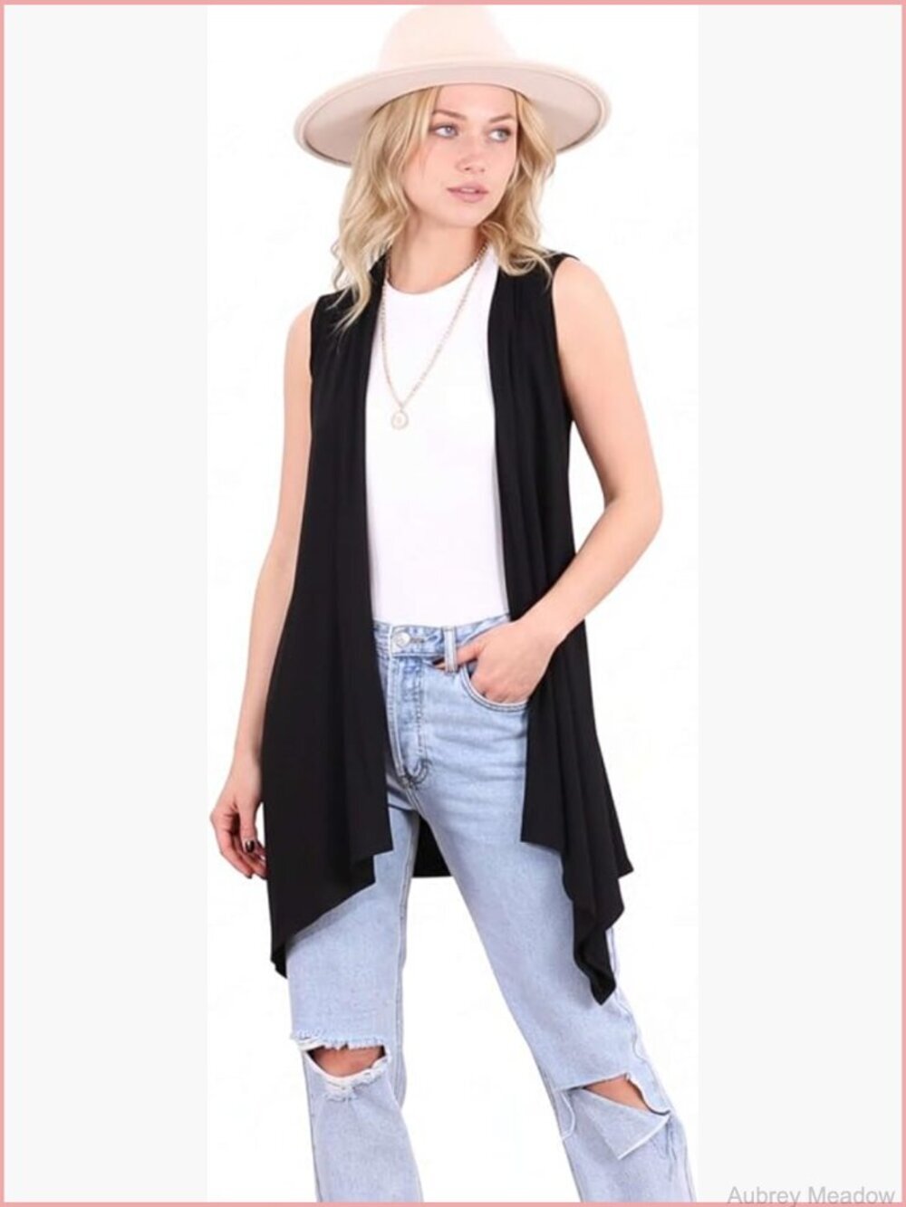 Sleeveless Open-Front Cardigan Vest for Women - Flowy Long Sweater